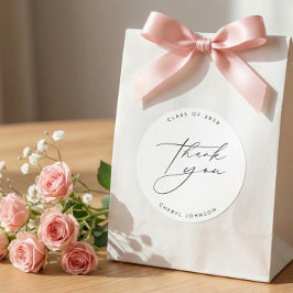 Simple Black White Graduation Thank You Runder Aufkleber