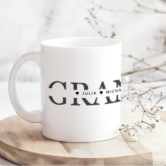 Simple Black White Grandma Add Names Kaffeetasse