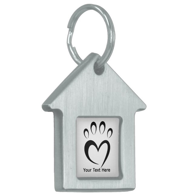 Simple Black & White House Shape Personalized Tiermarke (Vorderseite links)
