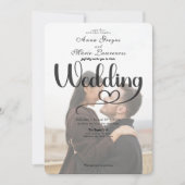 Simple Black White Overlay Photo Wedding  Einladung (Vorderseite)