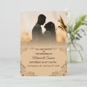 Simple Black & White Overlay Photo Wedding Invitat Einladung (Stehend Vorderseite)