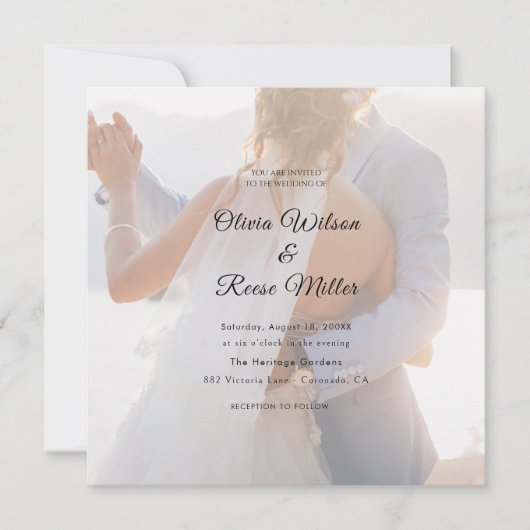 Simple Black & White Overlay Photo Wedding Save The Date (Vorderseite)