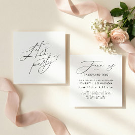 Simple Black White Party Invitation Enclosure Card Begleitkarte