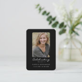 Simple Black White Photo Memorial Prayer Card Visitenkarte (Stehend Vorderseite)