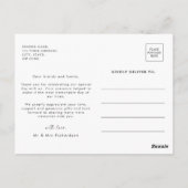 Simple Black White Photo Wedding Thank You Postkarte (Rückseite)