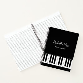 Simple Black White Piano Music Lessons  Notizblock