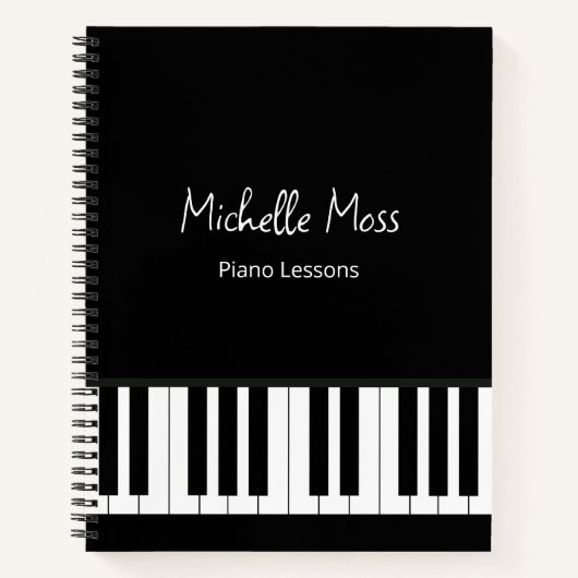 Simple Black White Piano Music Lessons Notizblock (Vorderseite)