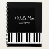 Simple Black White Piano Music Teacher Planer (Vorderseite)