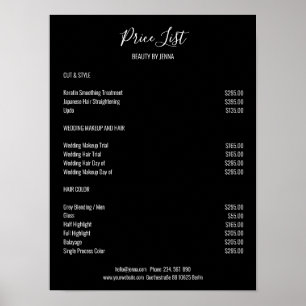 Simple Black White Preislisten Poster