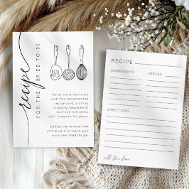 Simple Black & White Recipe Bridal Shower Begleitkarte