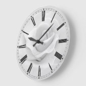 Simple Black & White Rose Roman Numeral Clock Große Wanduhr (Winkel)