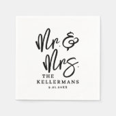 Simple Black White Script Wedding Serviette (Vorderseite)
