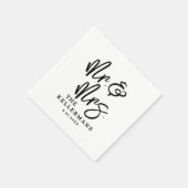 Simple Black White Script Wedding Serviette (Ecke)