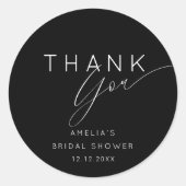 Simple Black & White Thank You Bridal Shower Runder Aufkleber (Vorderseite)