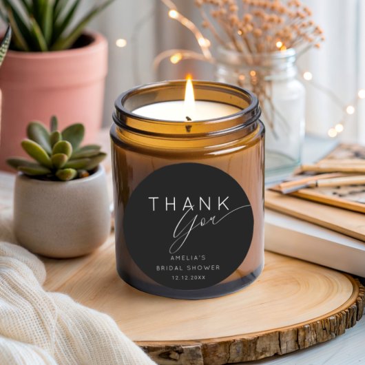 Simple Black & White Thank You Bridal Shower Runder Aufkleber