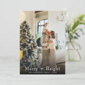 Simple Black & White Typewriter Christmas Photo  Feiertagskarte (Stehend Vorderseite)