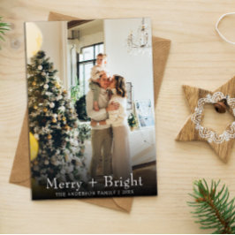 Simple Black & White Typewriter Christmas Photo  Feiertagskarte