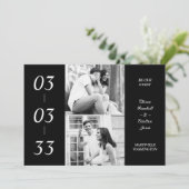 Simple Black & White Ultra Modern 2 Photos Collage Save The Date (Stehend Vorderseite)