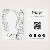 Simple Black White Wavy Hair Jewelry Display Card (Vorne & Hinten)