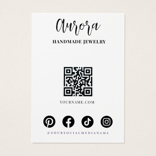 Simple Black White Wavy Hair Jewelry Display Card (Rückseite)