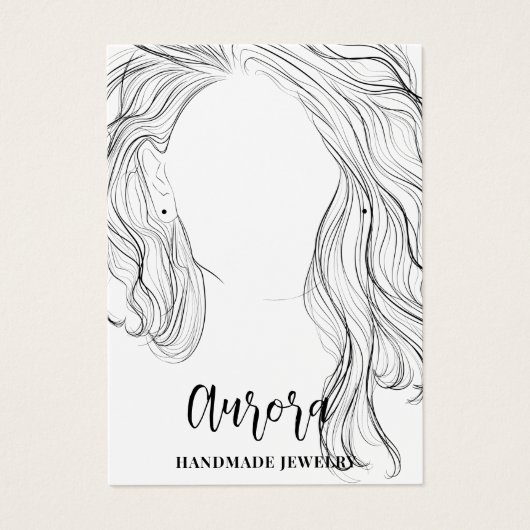 Simple Black White Wavy Hair Jewelry Display Card (Vorderseite)