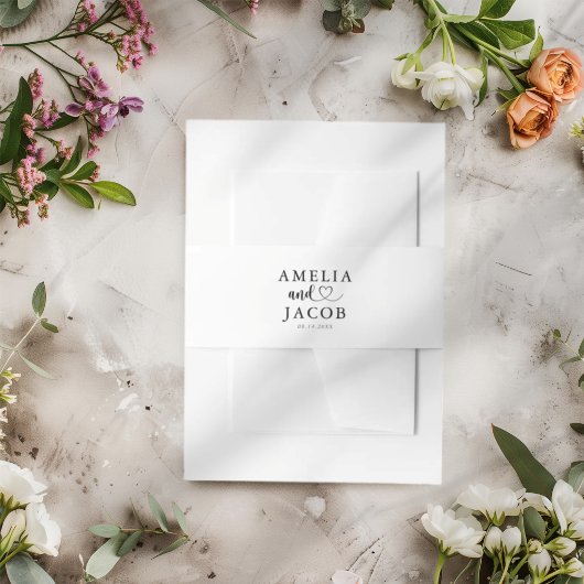 Simple Black & White Wedding Einladungsbanderole