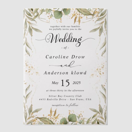 Simple Black & White wedding  Overlay Pergament Einladungen (Vorderseite)