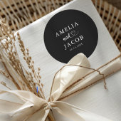 Simple Black & White Wedding  Runder Aufkleber