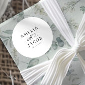 Simple Black & White Wedding  Runder Aufkleber