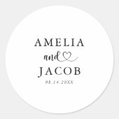 Simple Black & White Wedding Runder Aufkleber (Vorderseite)