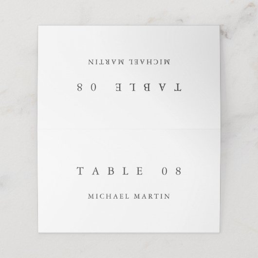 Simple Black White Wedding Table Platzkarte (Außenseite Aufgefaltet)