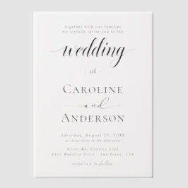 Simple Black & White wedding Vellum Overlay Pergament Einladungen