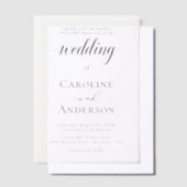 Simple Black & White wedding Vellum Overlay Pergament Einladungen (Versetzt)
