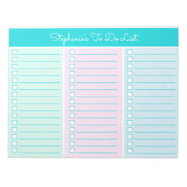 Simple Block Colors 8.5x11 Three Column Checklist Notizblock