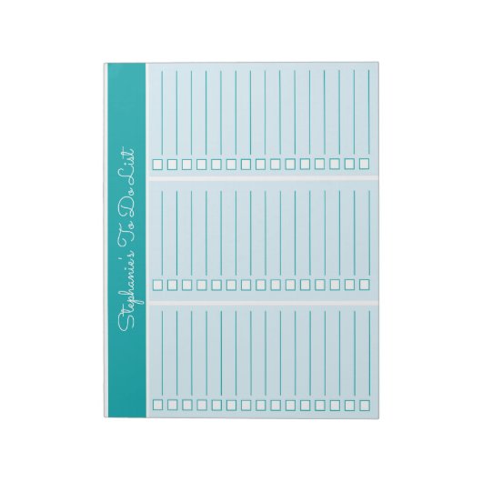 Simple Blocks Teal 8.5x11 Three Column Checklist Notizblock (Rotiert)