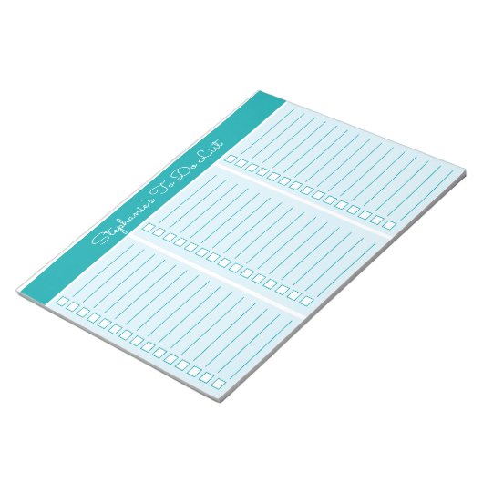 Simple Blocks Teal 8.5x11 Three Column Checklist Notizblock (angewinkelt)