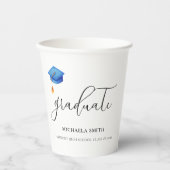Simple Blue Abschluss Hat Script Graduate Pappbecher (Vorderseite)