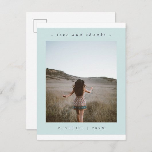 Simple Blue Abschluss Vielen Dank Foto Postkarte (Vorne/Hinten)