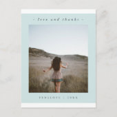 Simple Blue Abschluss Vielen Dank Foto Postkarte (Vorderseite)