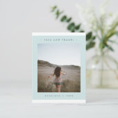 Simple Blue Abschluss Vielen Dank Foto Postkarte (Stehend Vorderseite)