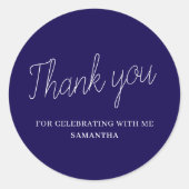 Simple Blue Abschluss Vielen Dank Runder Aufkleber (Vorderseite)