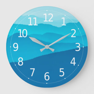 Simple Blue Abstract Mountains Wall Clock Große Wanduhr