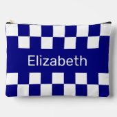 Simple Blue and White Checkerboard Pattern Name Zubehörtasche (Vorderseite)