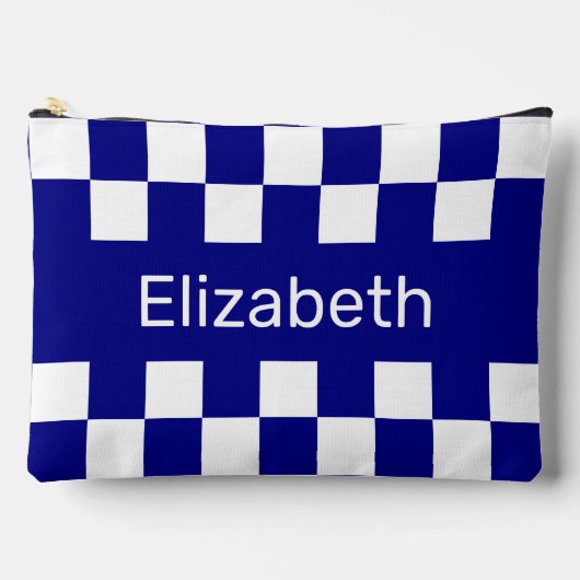 Simple Blue and White Checkerboard Pattern Name Zubehörtasche (Vorderseite)