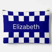 Simple Blue and White Checkerboard Pattern Name Zubehörtasche (Rückseite)