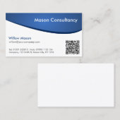 Simple Blue and White Curved QR Code Business Card Visitenkarte (Vorne/Hinten)