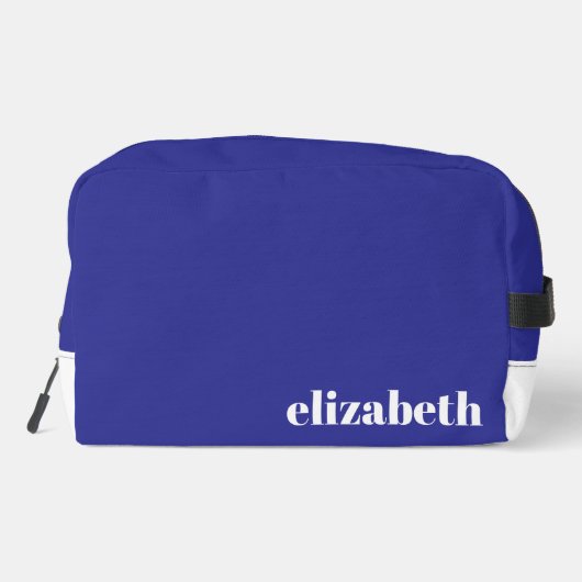 Simple Blue and White with Name Waschbeutel (Rückseite)