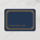 Simple Blue Art Deco Hochzeiten Platzkarten (Rückseite)