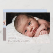 Simple Blue Baby Boy Foto Collage Birth Ankündigung (Vorne/Hinten)