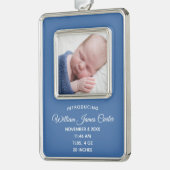 Simple Blue Baby Boy Neugeborenes Foto Keepake Ges Rahmen-Ornament Silber (Links)